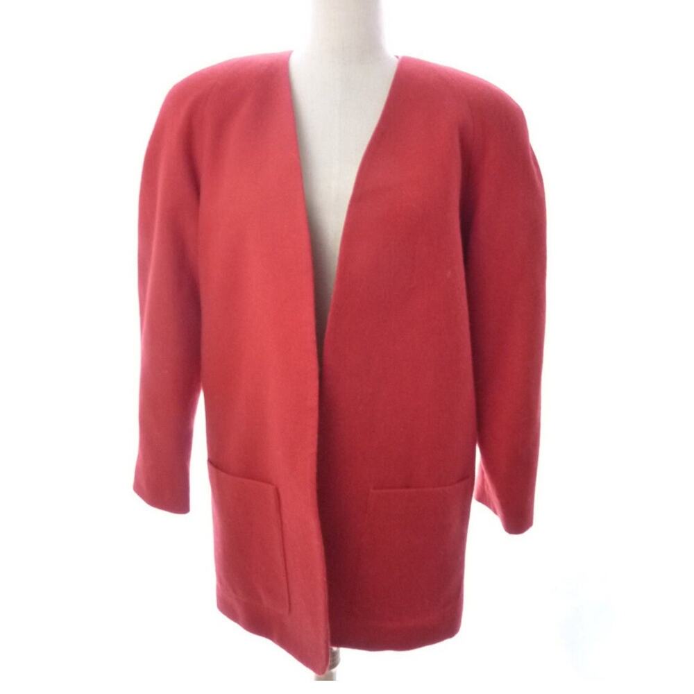 Lee David Womens Vintage 80s Wool Coat Felted Jacket Size L Red